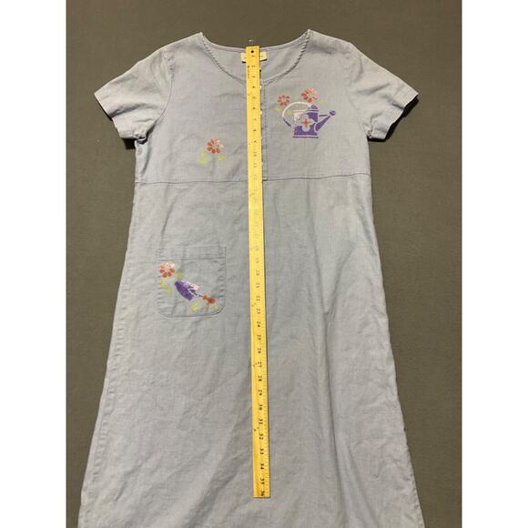 Original TY Wear Linen Blend Graphic Dress P-M Floral Y2K Gardening - Picture 2 of 8